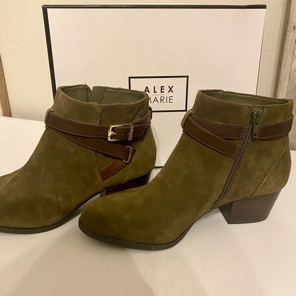 Alex Marie heeled boots, hunter/olive green,  size 7.5